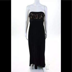 Chris Kole Black Strapless Lace Formal Maxi Dress